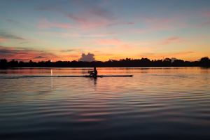 photo of Dr. DeVault rowing